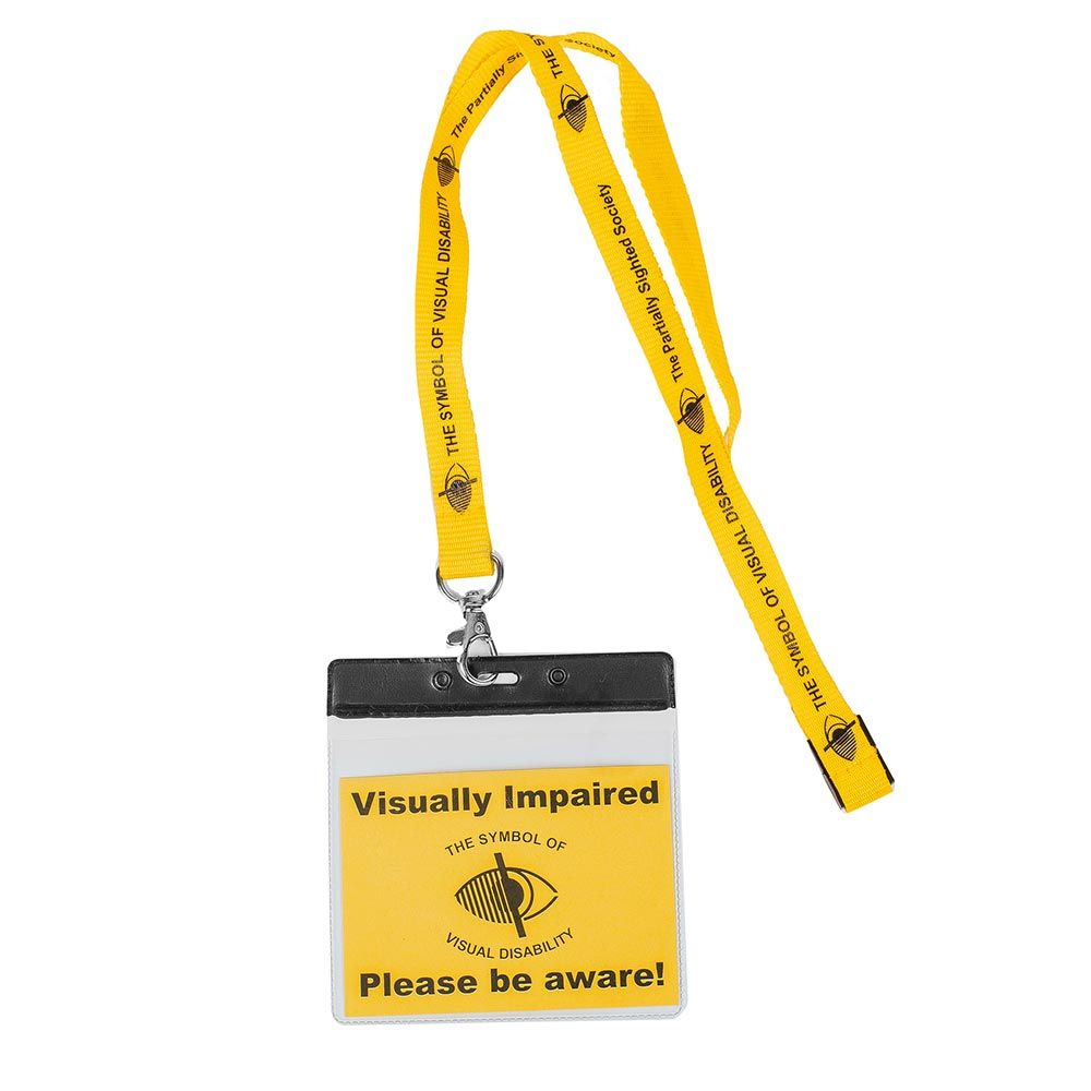 'Please Be Aware' Lanyards, available from The Partially Sighted Society